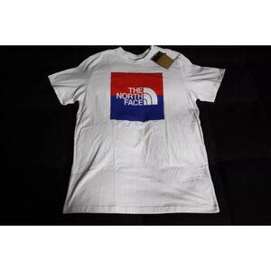 The North Face T-Shirt Men L White Short Sleeve Half Dome Logo Spell Out Graphic